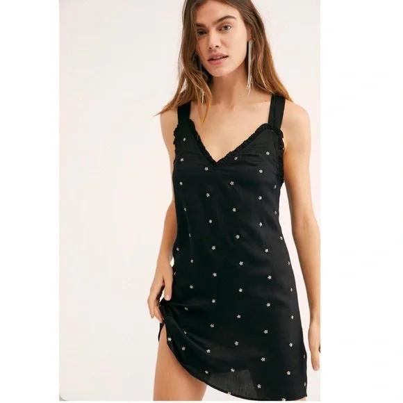 Free People dreaming of you black slip dress - Picture 1 of 2